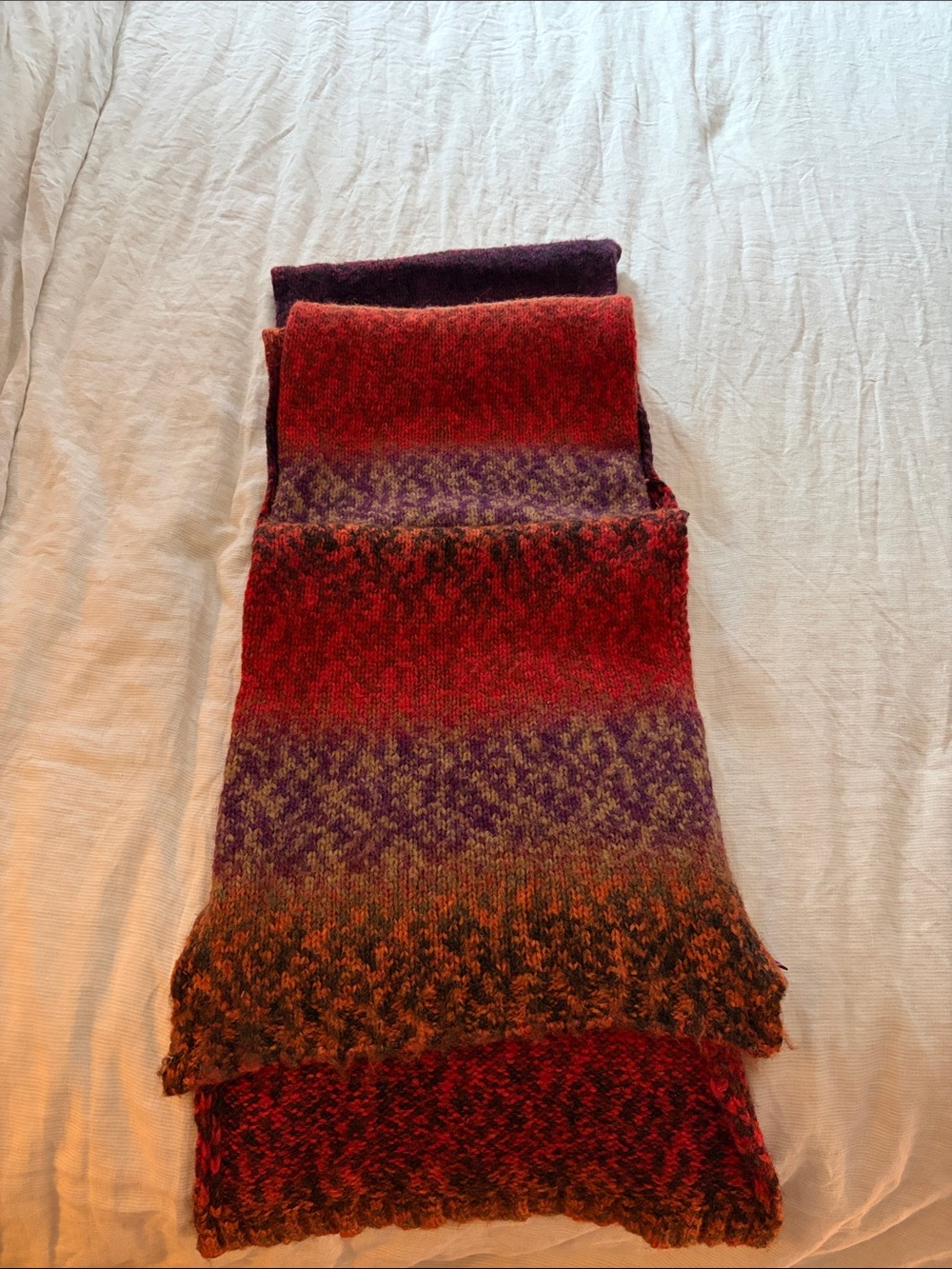 Striped Red & Purple Knit Scarf - Women's Cozy Layer